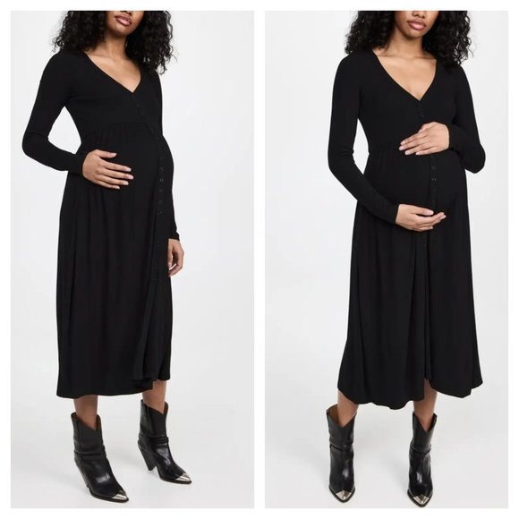 Hatch Dresses & Skirts - Hatch The Softest Rib Nursing Dress Postpartum V-Neck Midi Black Size 1 US 2-4